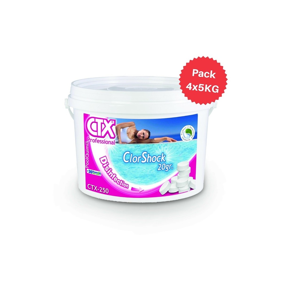 Tauletes de clor ràpid CTX-250 ClorShock 20 gr